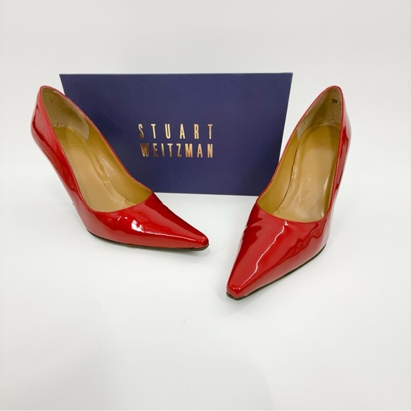 Stuart Weitzman Princess Red Patent Leather Pumps Women’s Size 7.5N - Picture 12 of 15